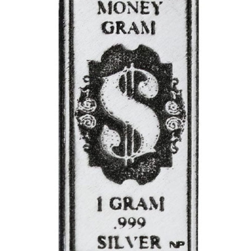 1 Gram Silver Bar .999 Fine "Money Gram" Pure Silver